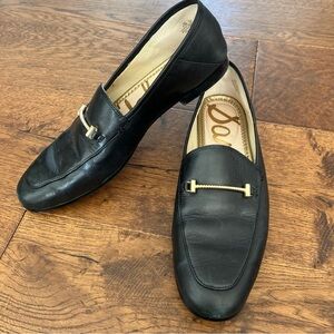 Sam Edelman Women’s Black Leather Gold Accent Slip On Loraine Bit Loafers 9.5 M